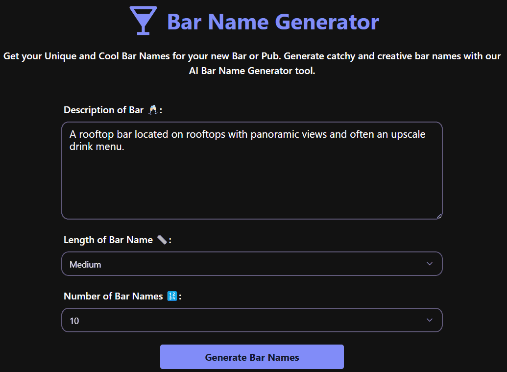 Bar Name Generator