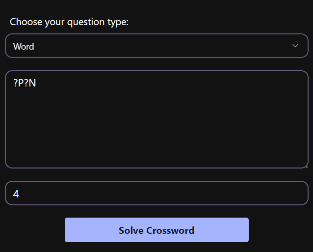 Crossword Solver Example with Word