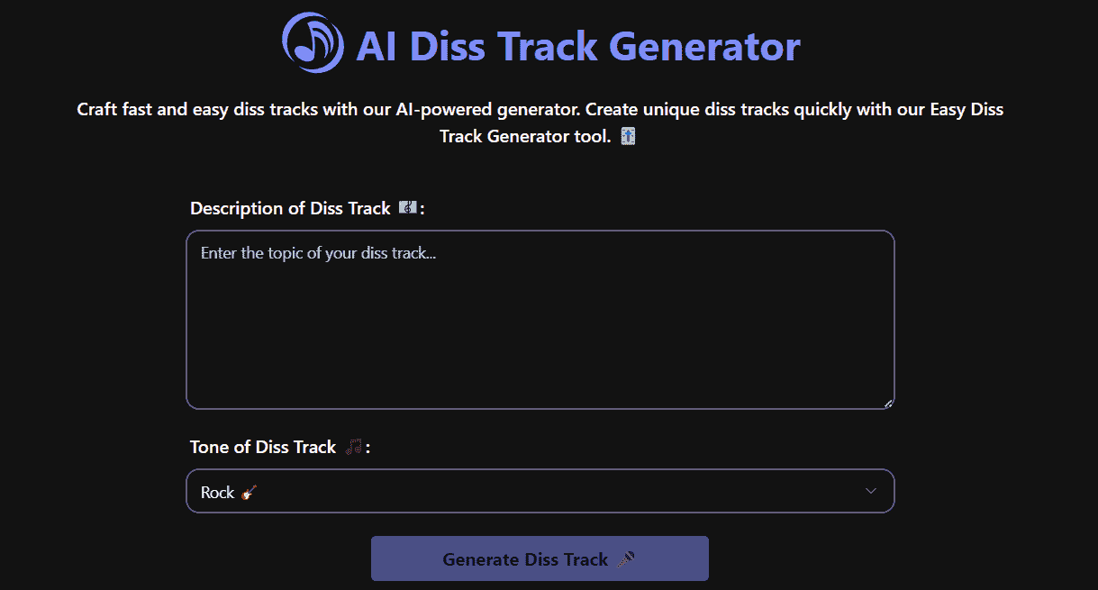 AI Diss Track Generator - Generate Unique Diss Tracks Instantly