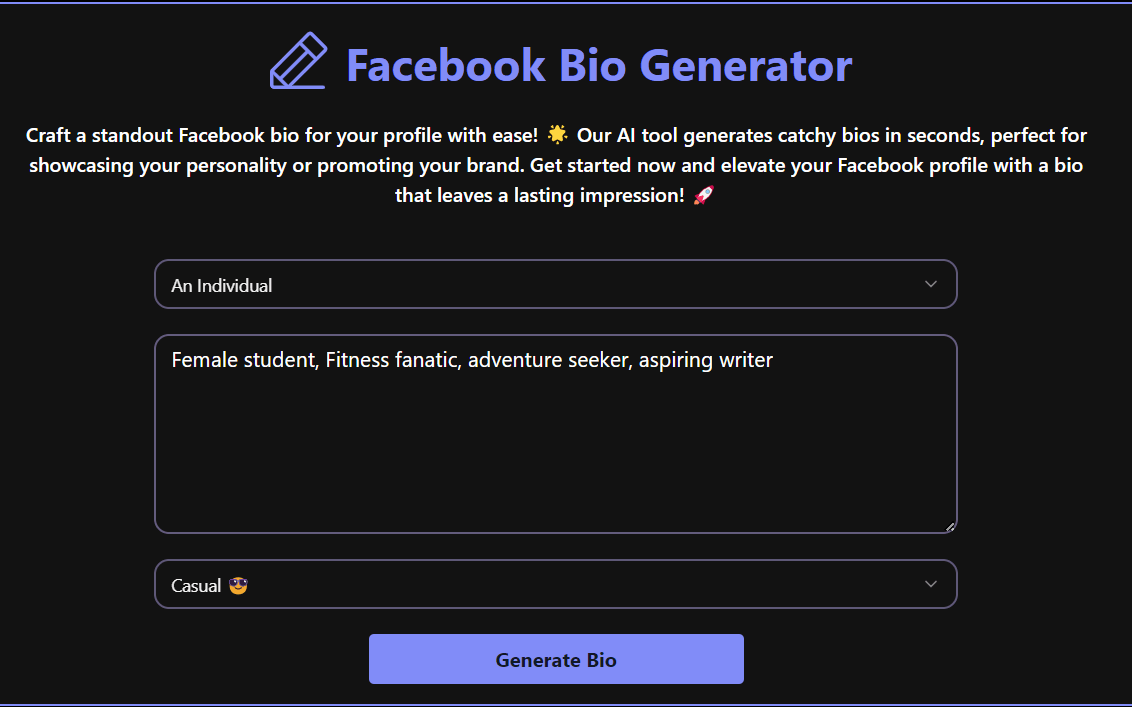 Facebook Bio Generator