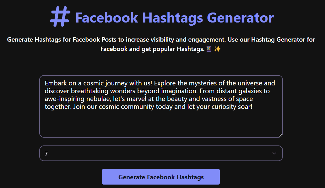 Facebook Hashtag Generator