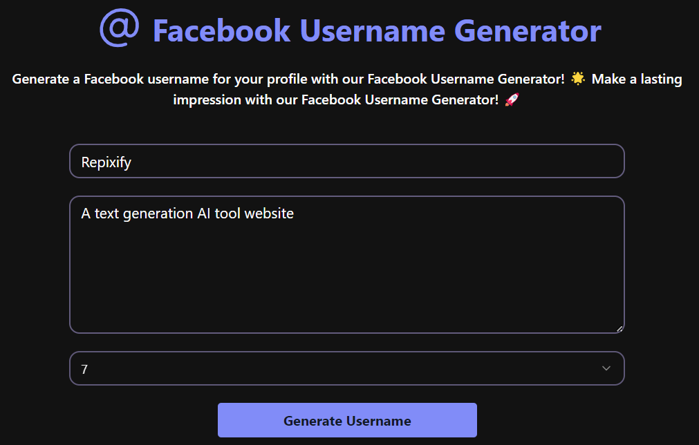 Facebook Username Generator