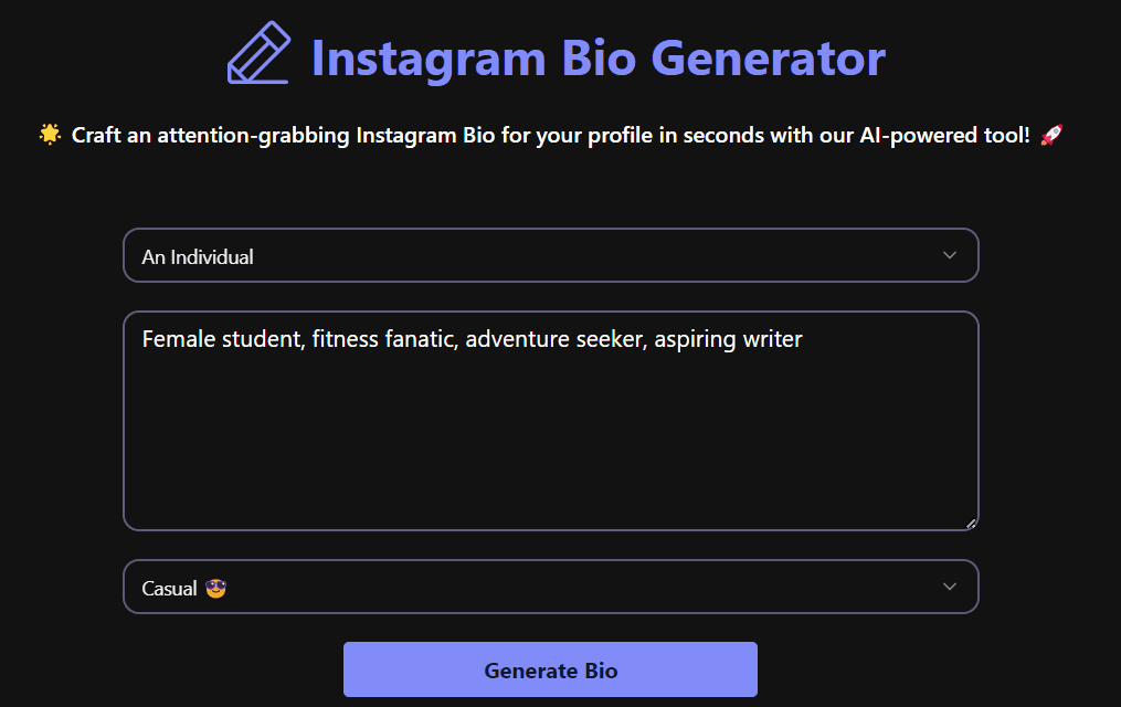 Instagram Bio Generator