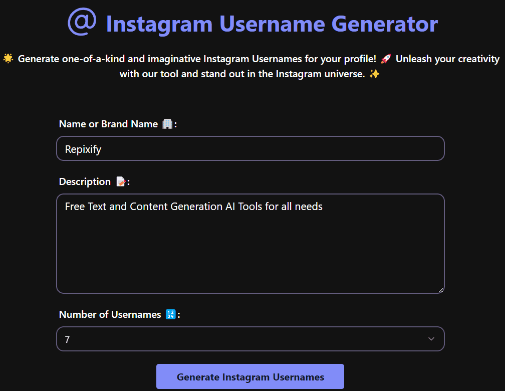 Instagram Username Generator