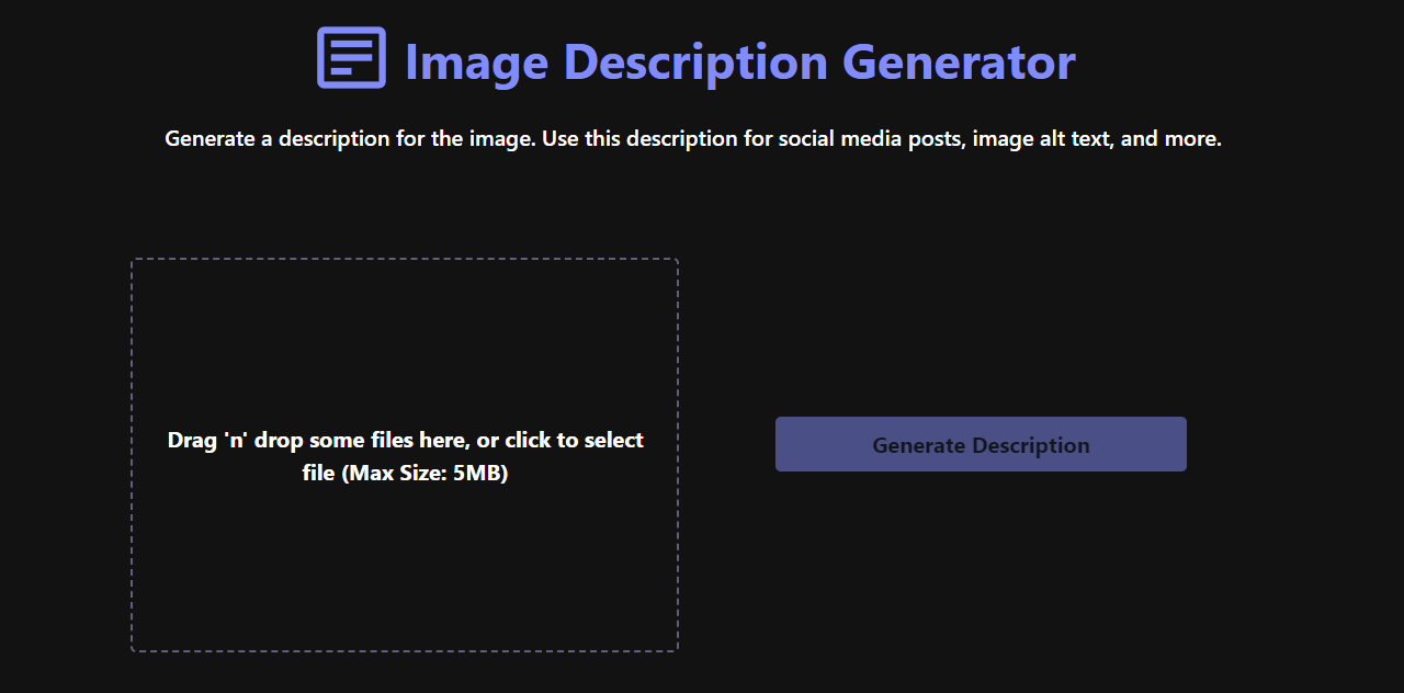 Image Description Generator - Generate Description for the Image