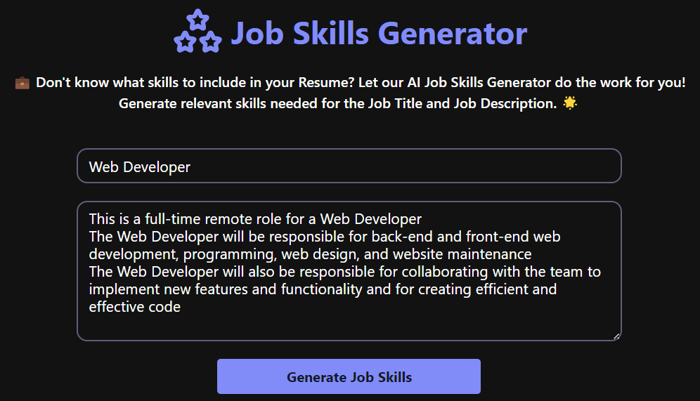 Job Skills Generator
