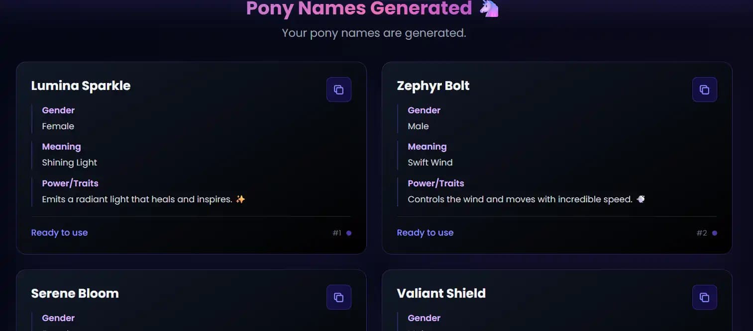 MLP Name Generator Pony Name Generator