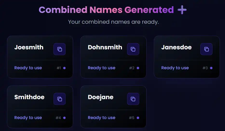 Name Combiner AI | AI Name Combiner Generator | Combine Name Generator | Name Combination Generator | 3 Names Combiner