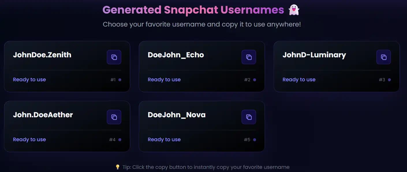 Snapchat Username Generator | Snapchat Name Generator | Username Generator for Snapchat