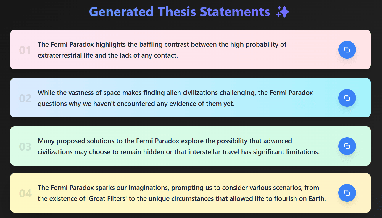 AI Topic Sentence Generator Output